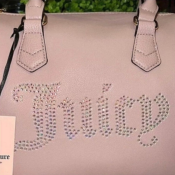⭐️🆕️Juicy Couture "Be Classic" Shine Rhinestone Glammed Satchel in Blush Pink - Picture 9 of 10